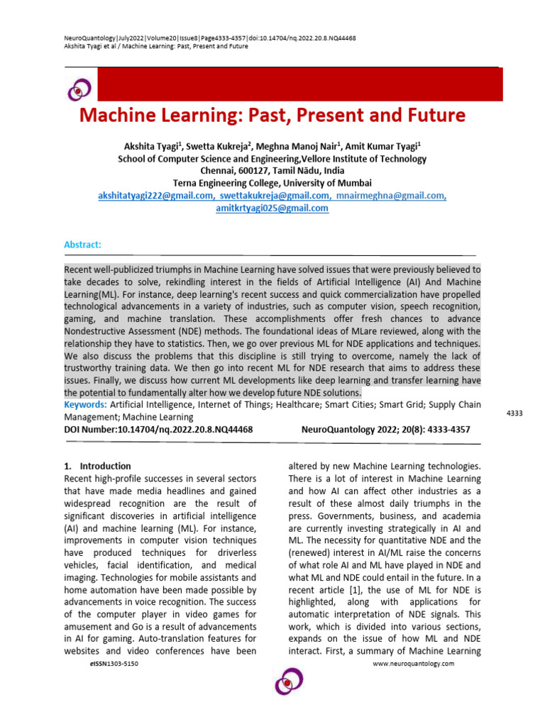 Machine Learning: Evolution and Impact | PDF | Machine Learning ...