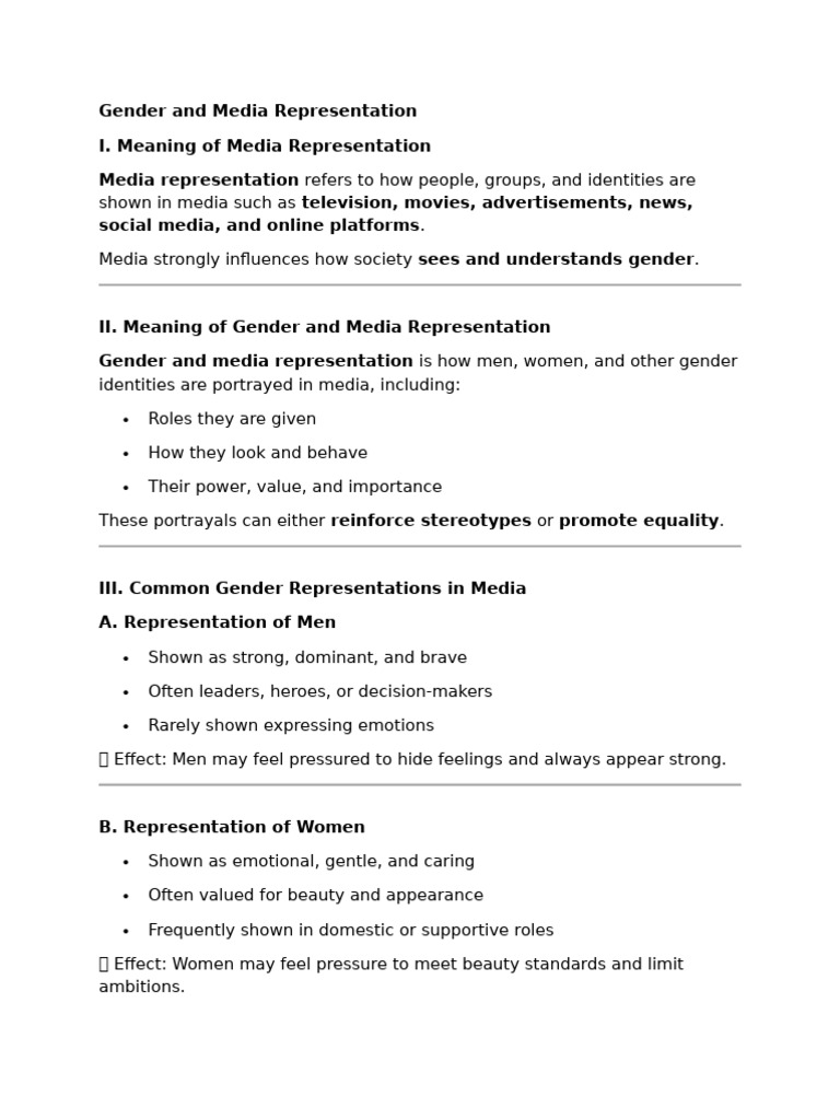 Gender Representation in Media Analysis | PDF | Stereotypes | Gender