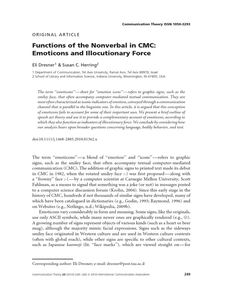 Functions of The Nonverbal in CMC Emotic | PDF | Question | Human ...