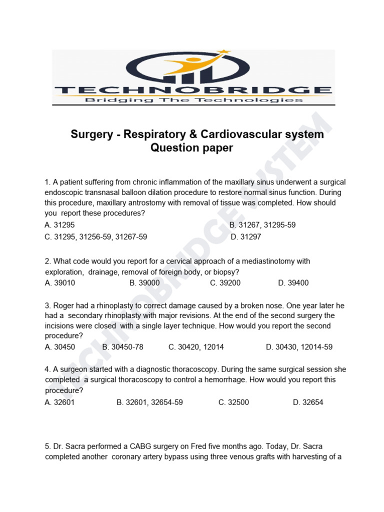 Surgical Coding for Respiratory & Cardiovascular Procedures | PDF ...