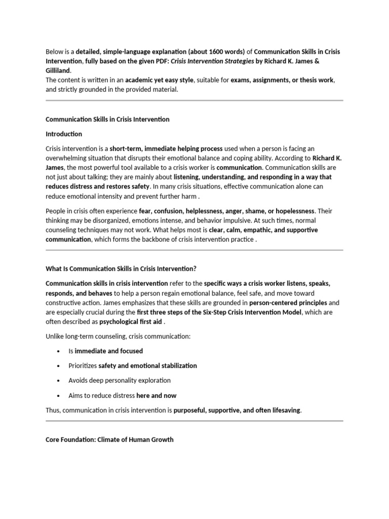 Crisis Intervention Communication Skills | PDF | Empathy | Sympathy