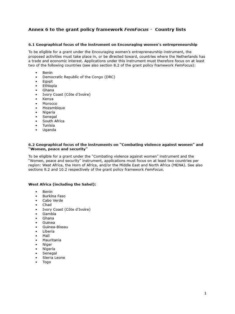 Annex+6+ +Country+Lists | PDF