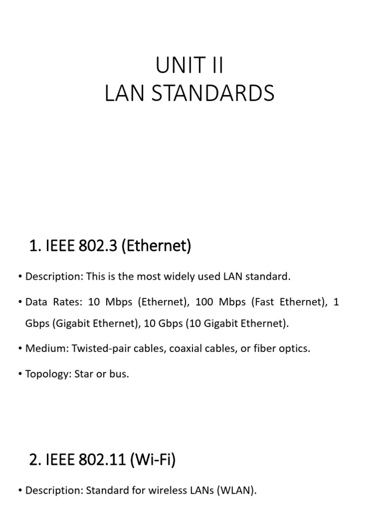 Unit II Lan Standards | PDF