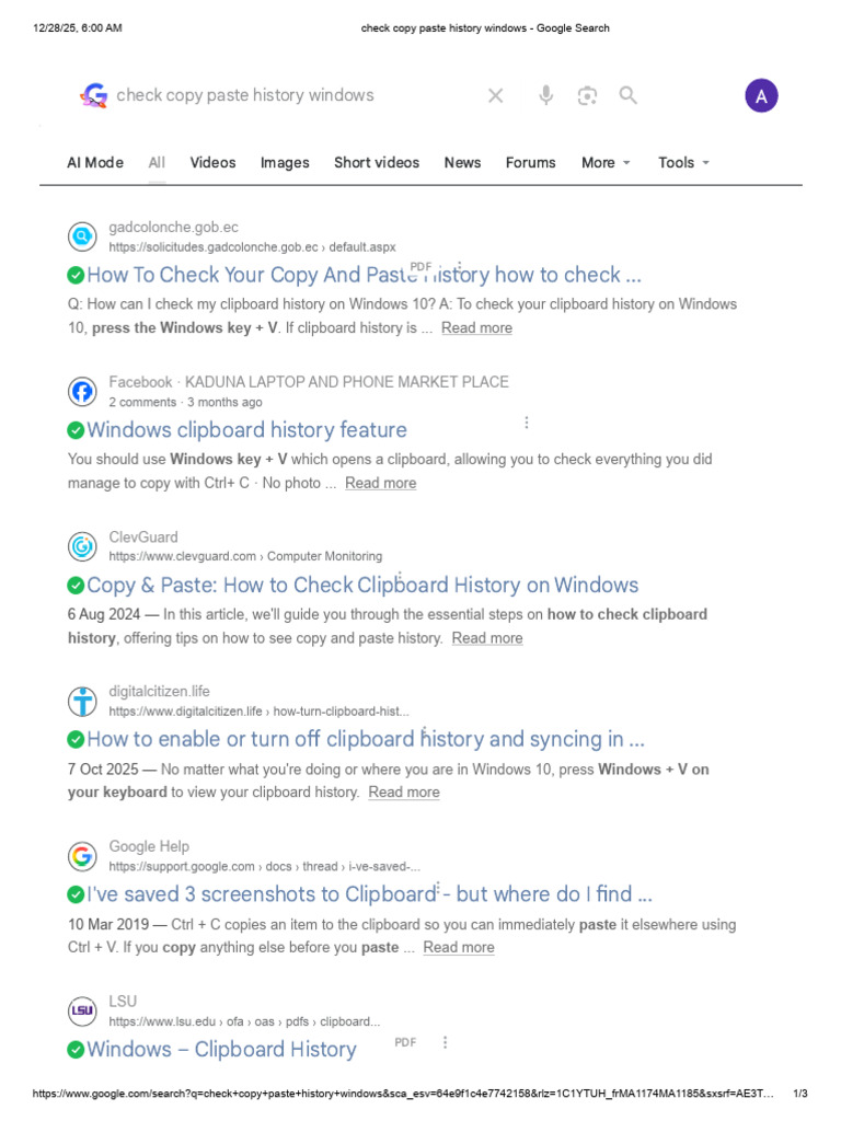 Check Clipboard History on Windows | PDF