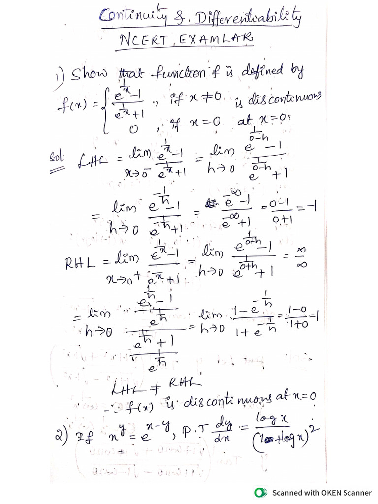 CBSE Cont and Diff (Examplar) | PDF