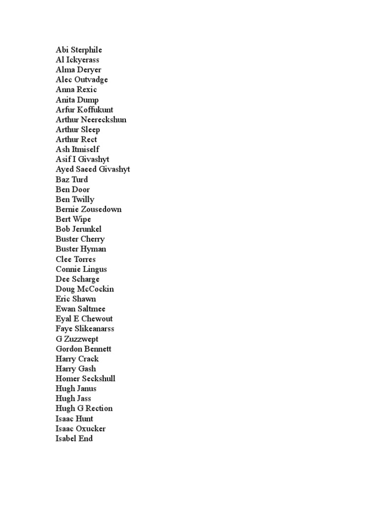 Classic Names Used At Work For Jokes