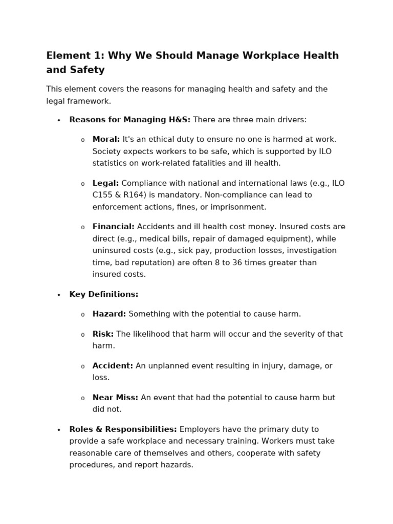 Element 1 | PDF | Occupational Safety And Health | Safety