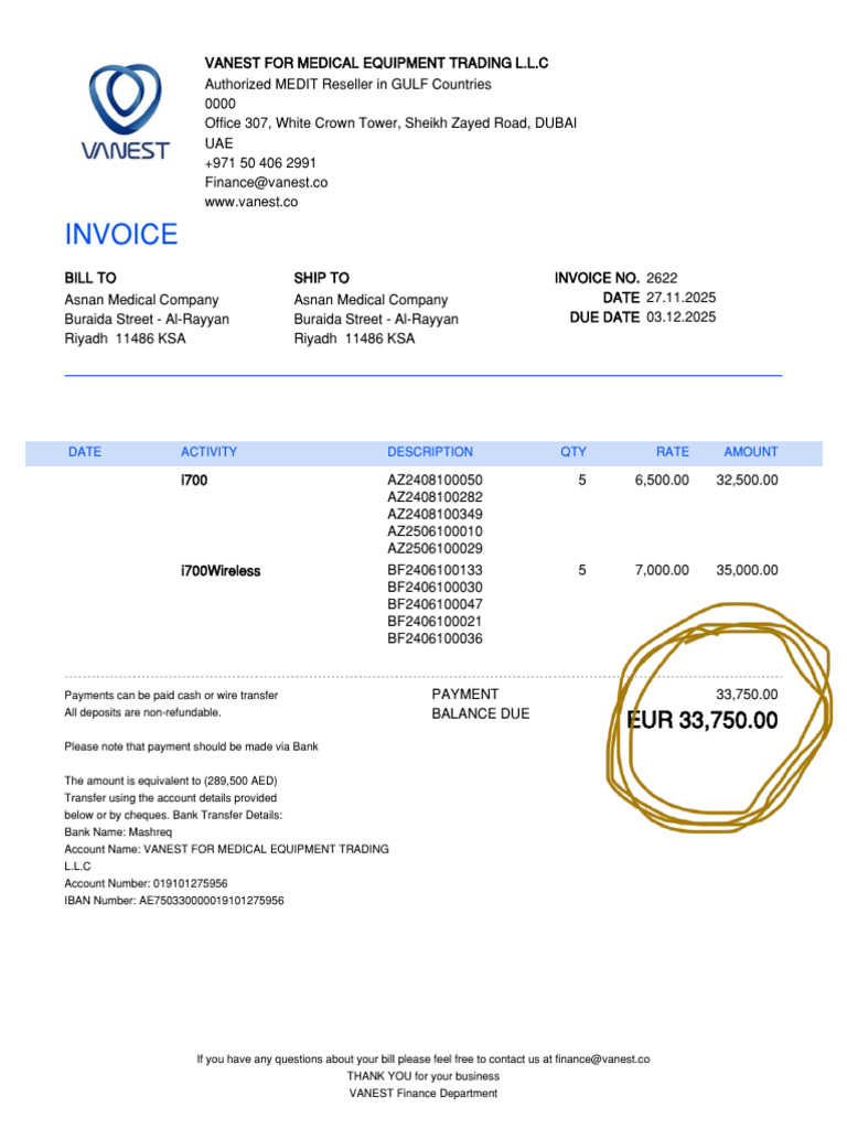 Invoice 2622 (1) | PDF | Payments | Banking
