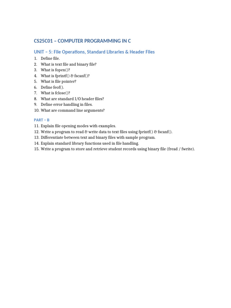 UNIT 5 File Operations C | PDF