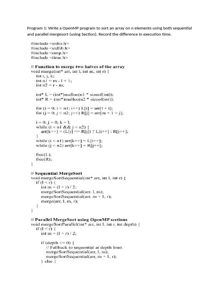 OpenMP Programs for Sorting and Fibonacci | PDF