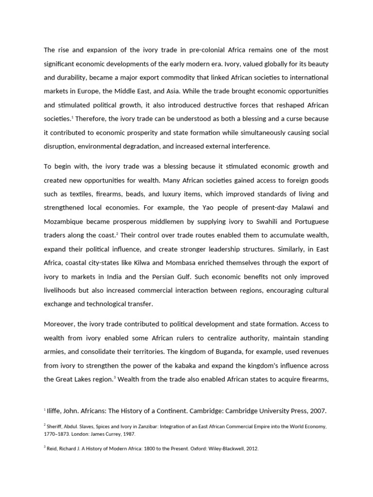 Impact of Ivory Trade in Pre-Colonial Africa | PDF | Africa | East Africa