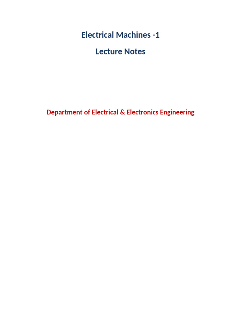 Electrical Machines I: DC Generators & Motors | PDF | Electric Motor ...