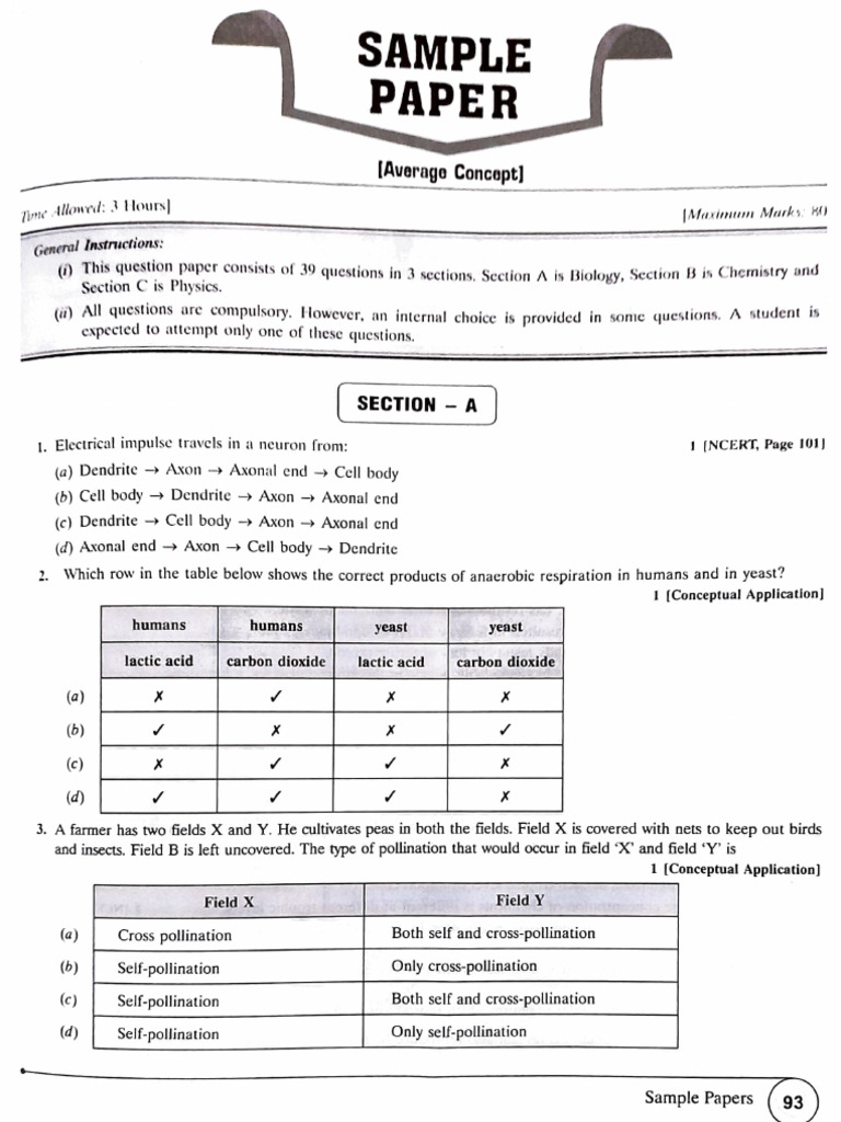 Science Sample Paper No. 4 (Class - 10th) | PDF