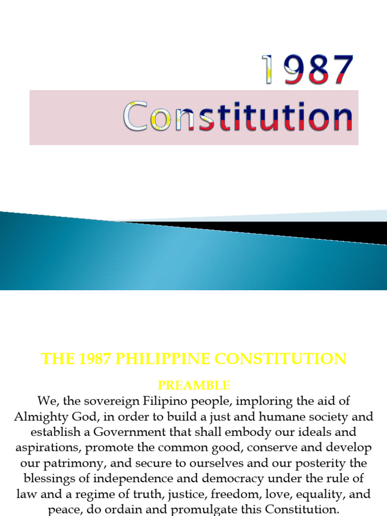 1987 Philippine Constitution Overview | PDF | Commission On Elections ...