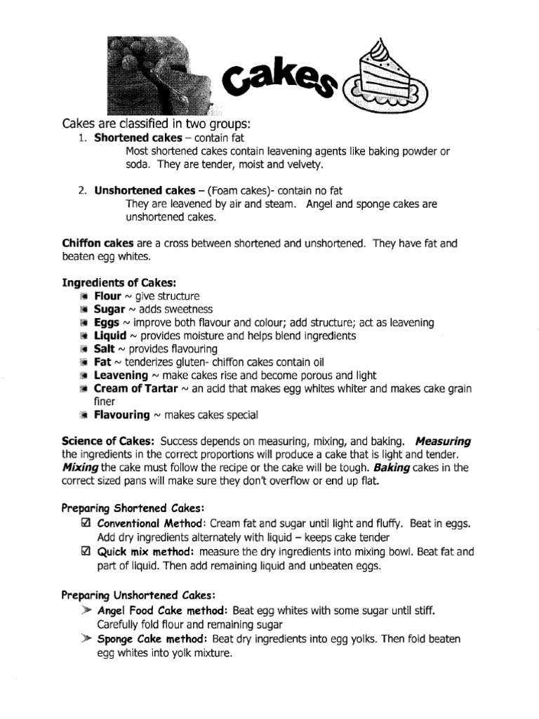 Cakes Notes | PDF