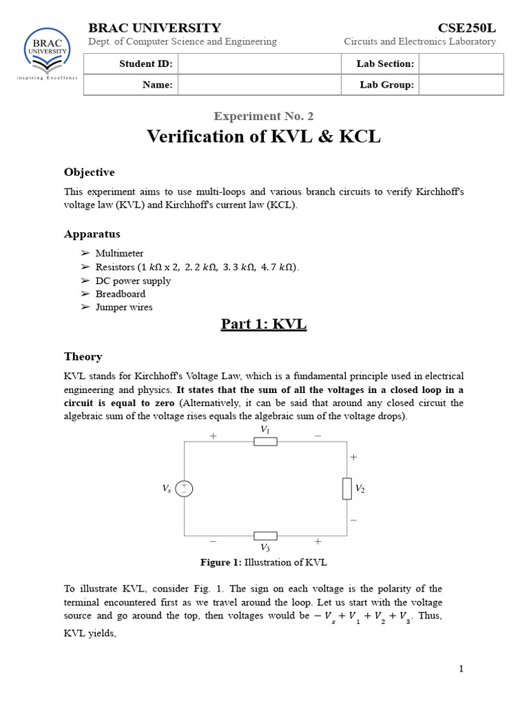 KVL & KCL Verification Lab Report | PDF | Electrical Network | Resistor