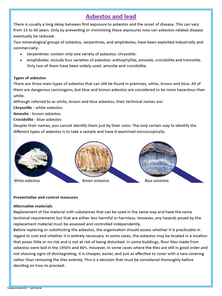 Asbestos Types and Safety Measures Guide | PDF | Asbestos | Lead
