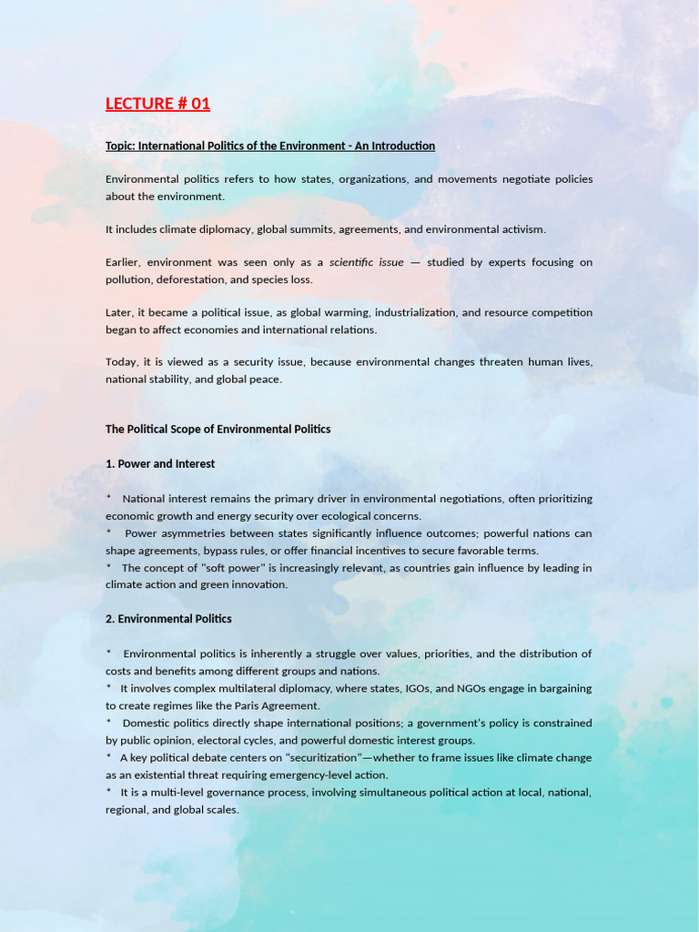 International Politics of the Environment | PDF | Kyoto Protocol ...