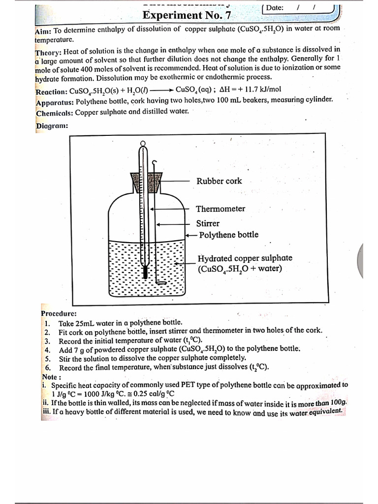 Experiment No 7,8,9 Chemistry Practical 12th Sci. | PDF