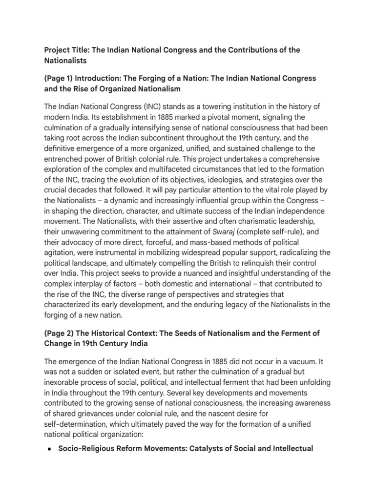 Indian National Congress: Nationalist Impact | PDF | Nationalism ...