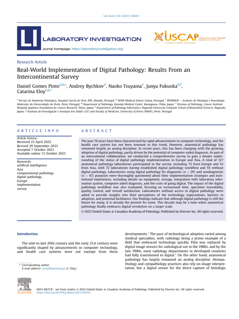 Digital Pathology Survey: Europe & Asia Insights | PDF | Pathology ...