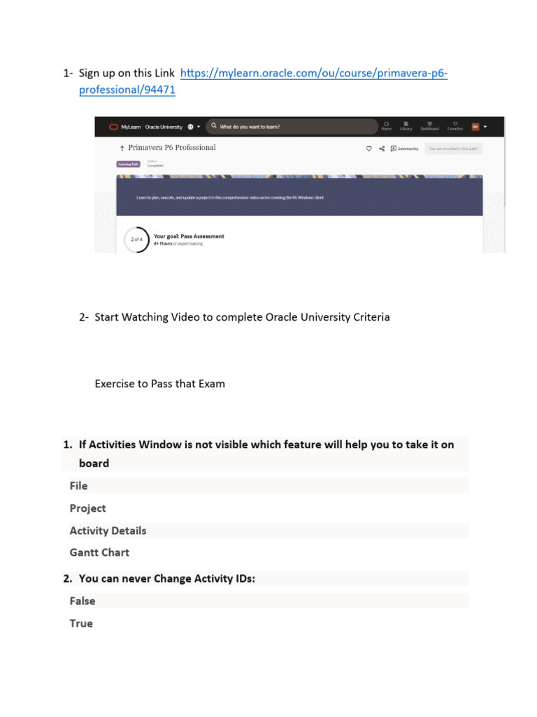 Primavera P6 Exam Preparation Guide | PDF | Software | Computing