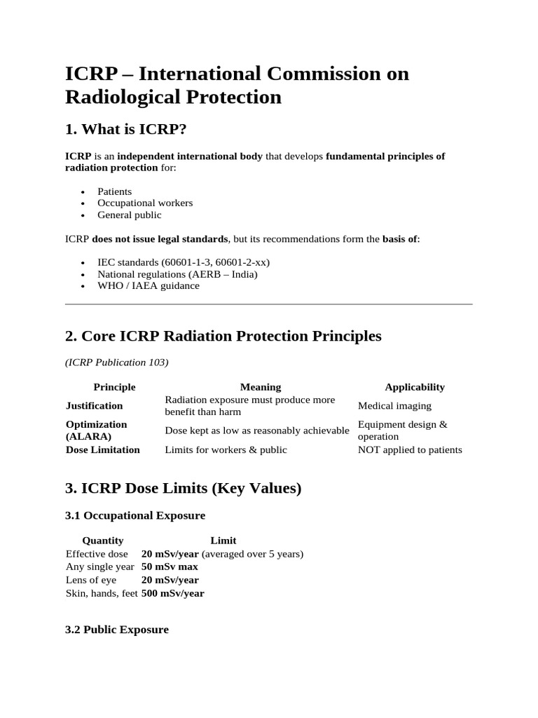 ICRP Radiation Protection Principles | PDF | Radiation Protection ...