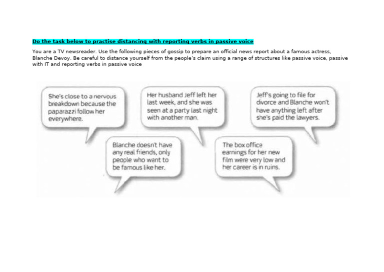 Do The Task Below To Practise Distancing With Reporting Verbs in ...