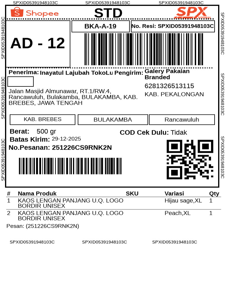Label Pengiriman - Reguler - 9 | PDF