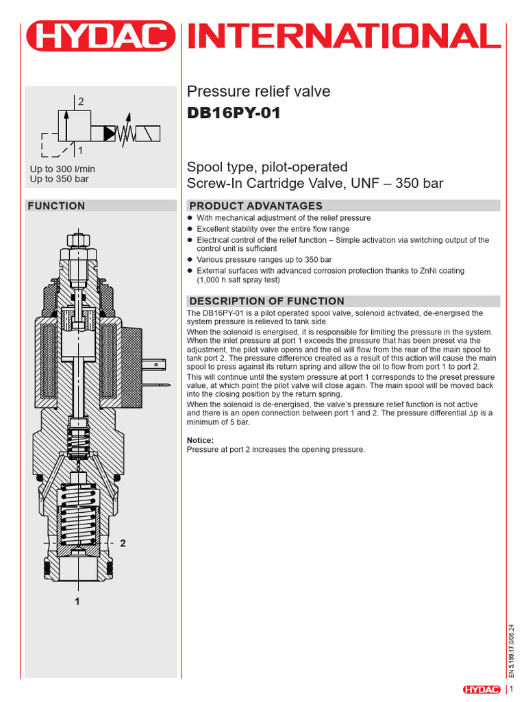 Pilot-Operated Pressure Relief Valve DB16PY-01 | PDF | Valve | Rectifier