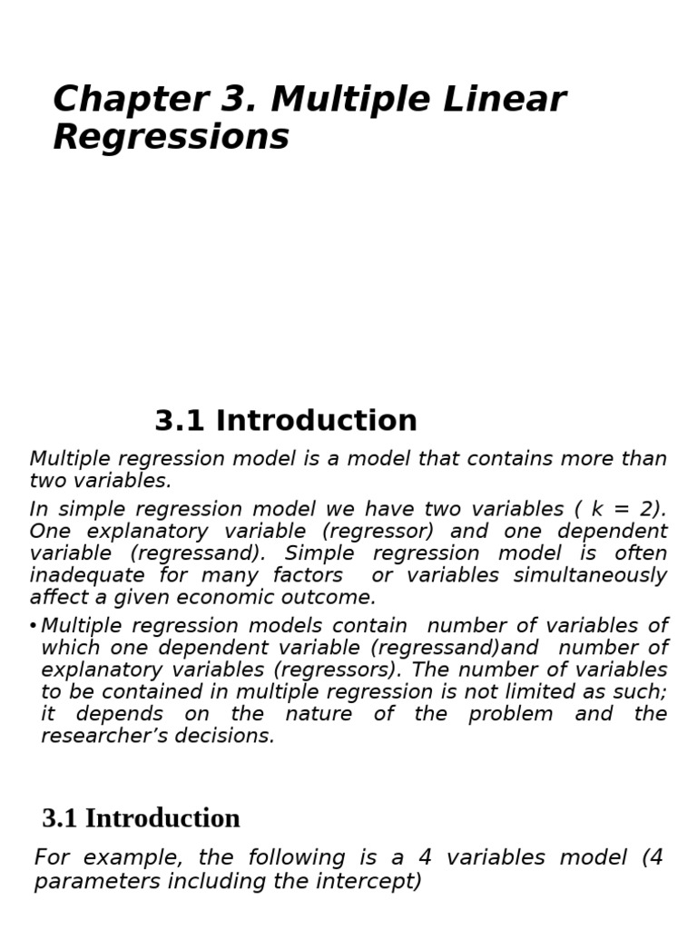 Chapter 3 Multiple regression Model | PDF | Linear Regression | Errors ...