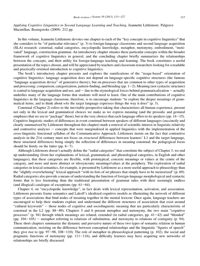Cognitive Linguistics in Language Teaching | PDF | Semantics | Concept