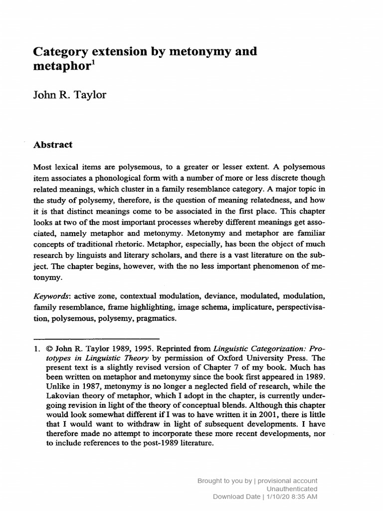 Metonymy and Metaphor in Polysemy | PDF | Metaphor | Linguistics