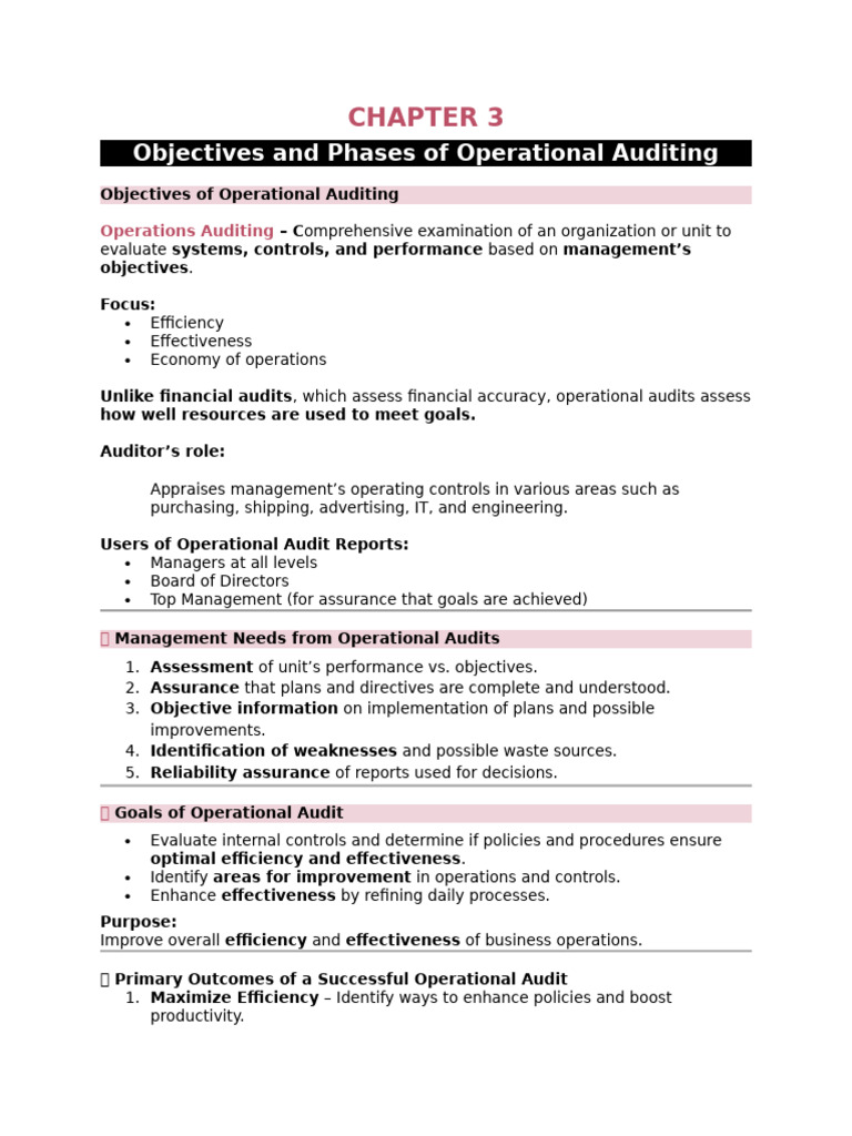 Operational Auditing: Objectives & Phases | PDF | Audit | Internal Control