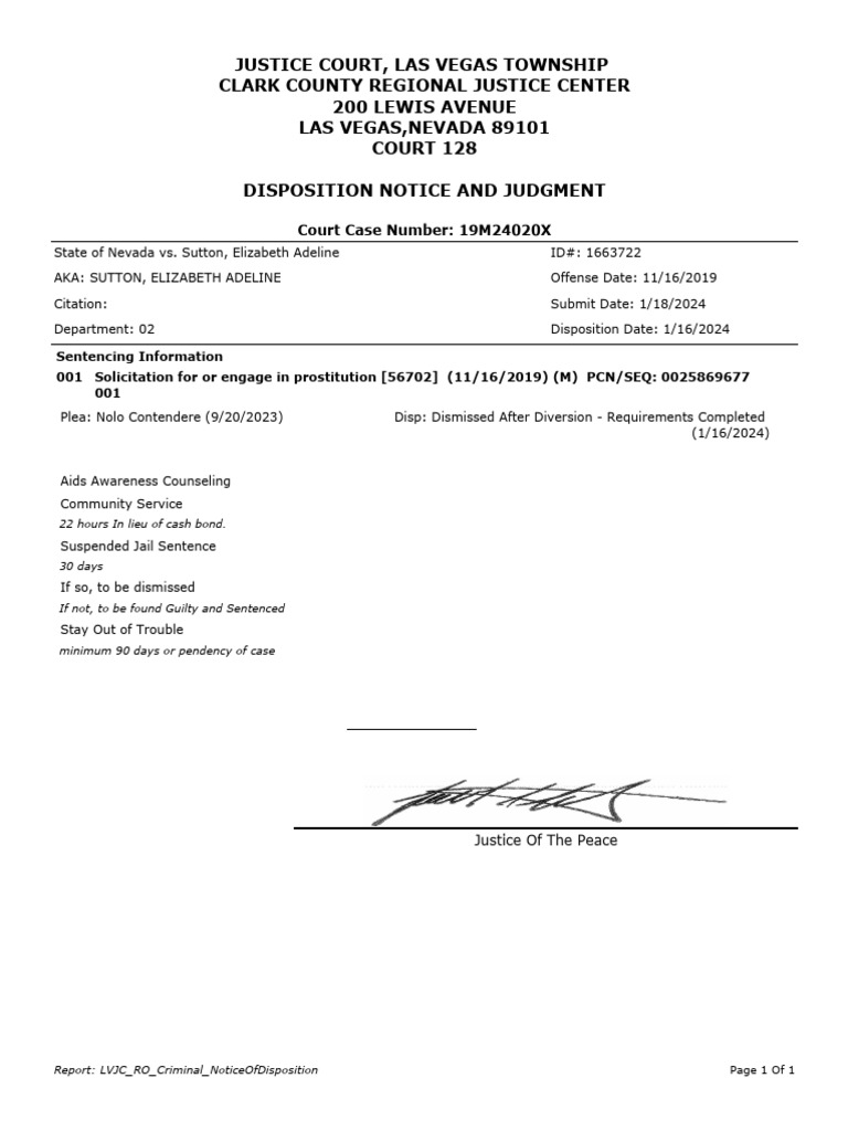 Case Disposition - 19M24020X | PDF