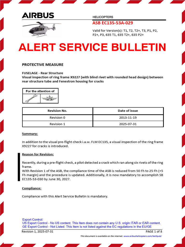 EC135 Ring Frame Inspection Bulletin | PDF | Aviation | Aircraft