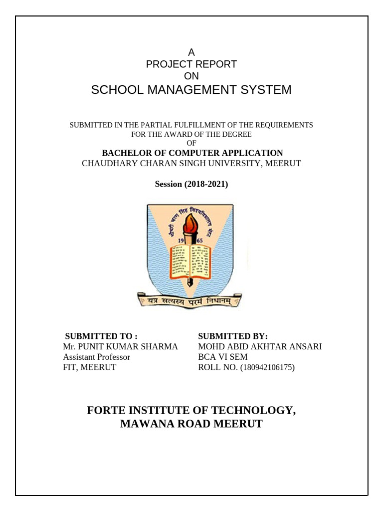 School Management System Project Report | PDF | Databases | Database Design