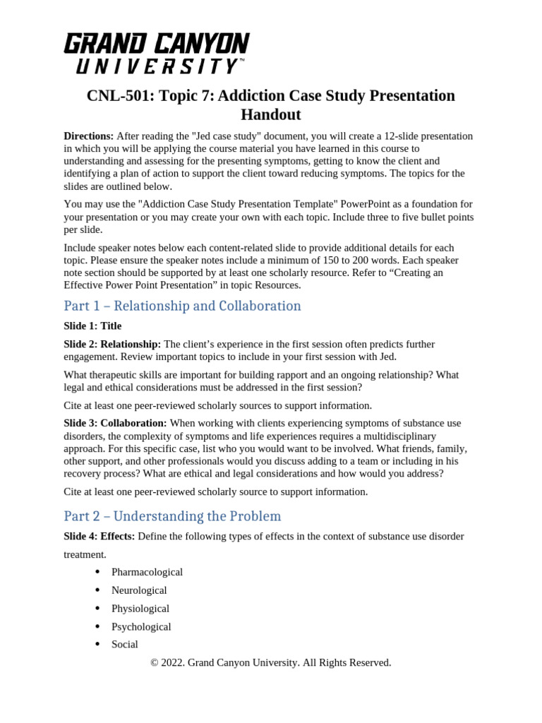Addiction Case Study Presentation Guide | PDF | Mental Disorder ...