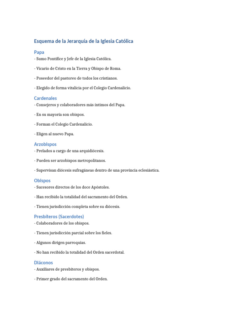 Jerarquía de la Iglesia Católica Explicada | PDF