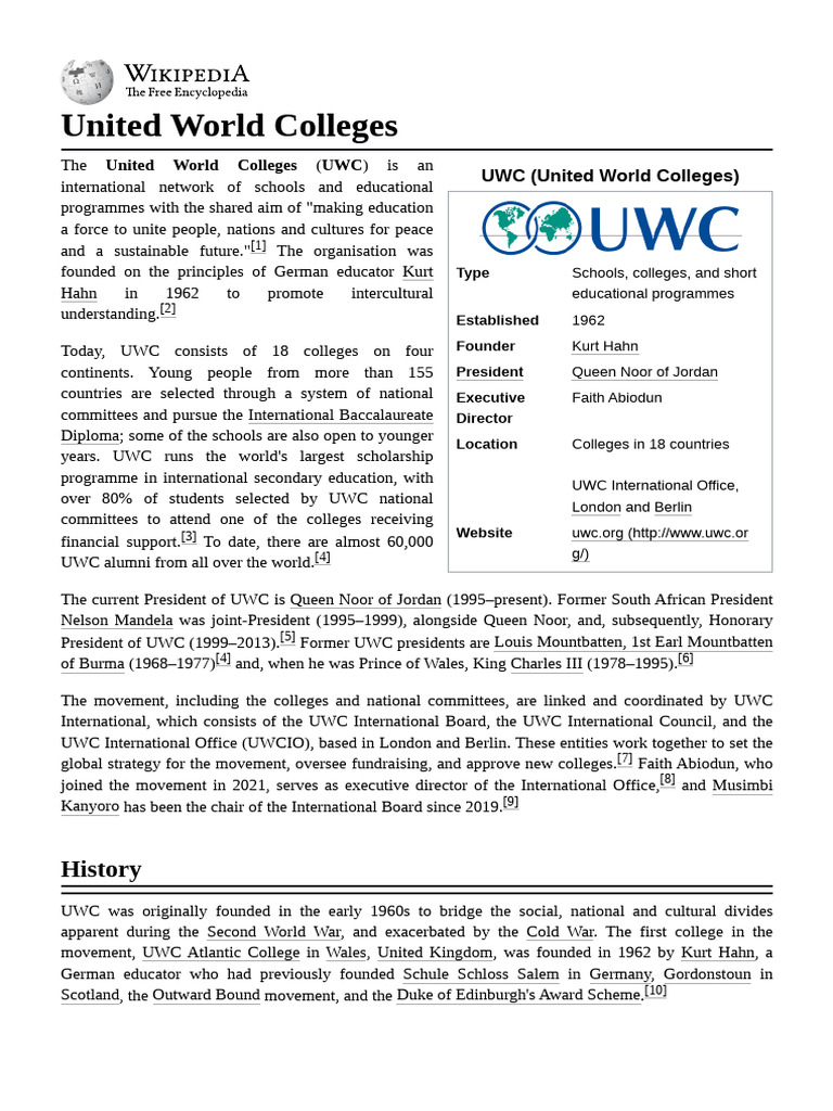 United World Colleges Overview | PDF