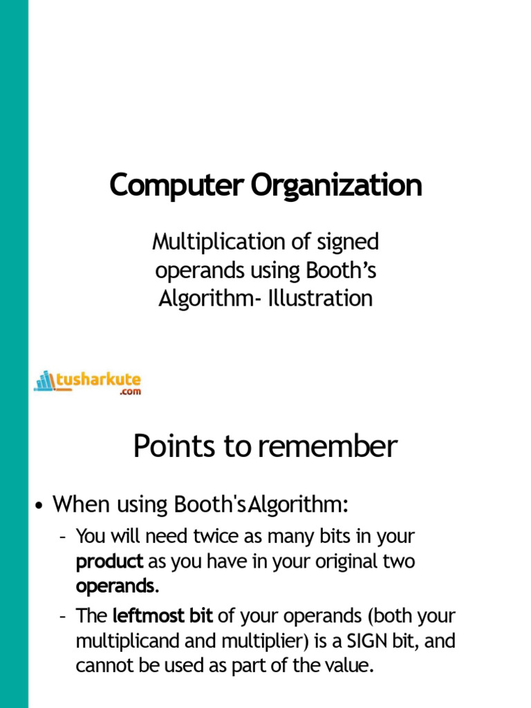 Booth's Algorithm for Signed Multiplication | PDF | Multiplication ...