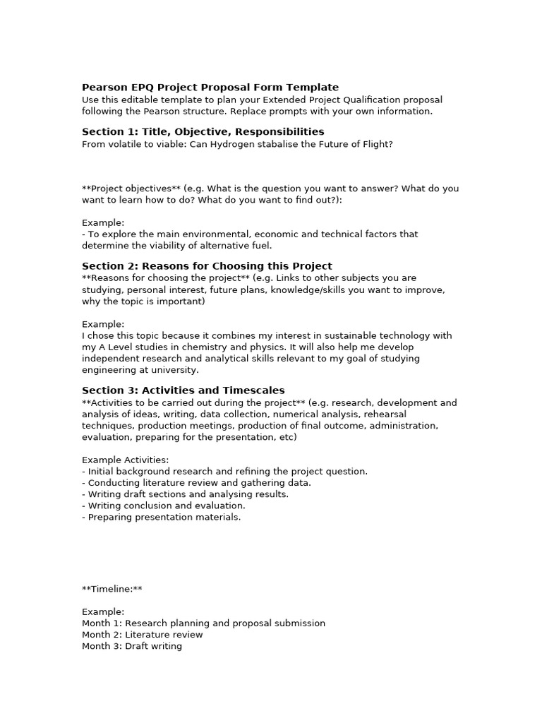 Pearson EPQ Proposal Template Guide | PDF | Evaluation