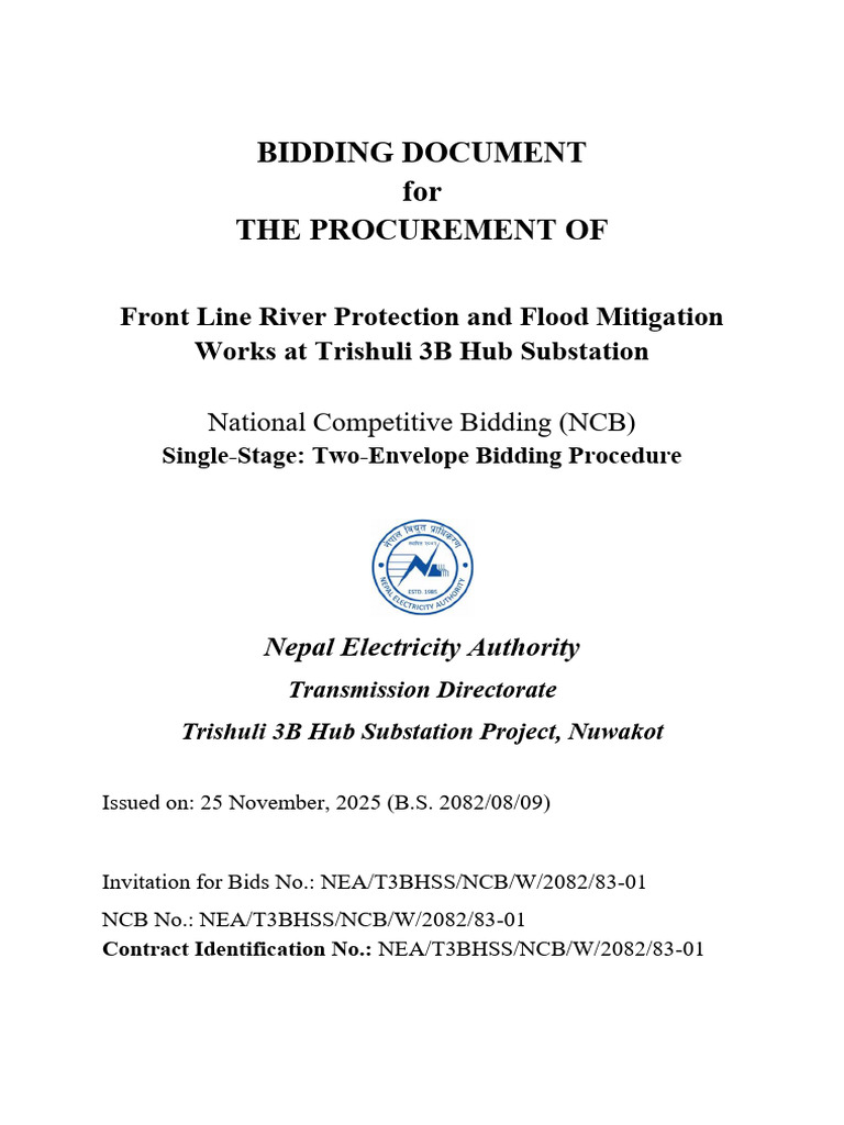 Trishuli 3B Flood Mitigation Bidding Document | PDF | Specification ...