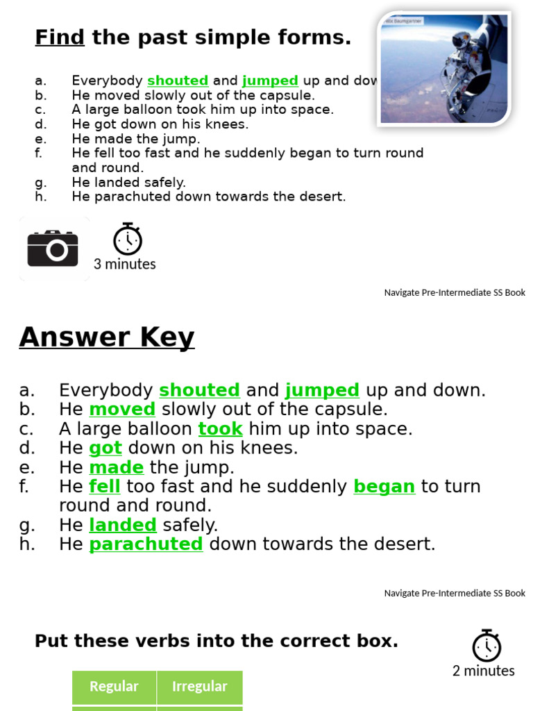 Past Simple Verbs Exercise Guide | PDF