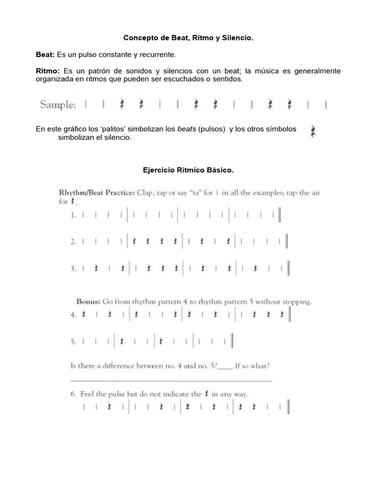 Conceptos Clave de Ritmo y Notación Musical | PDF | Escala (música) | Ritmo