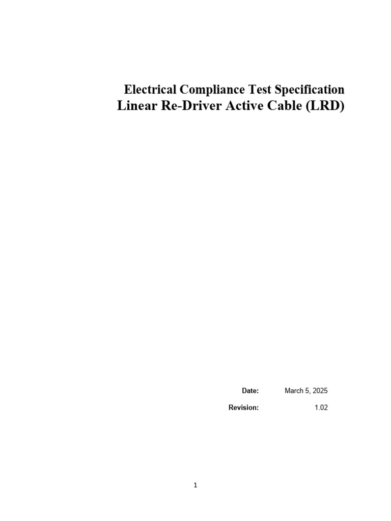 Electrical Compliance Testing for LRD Cable | PDF