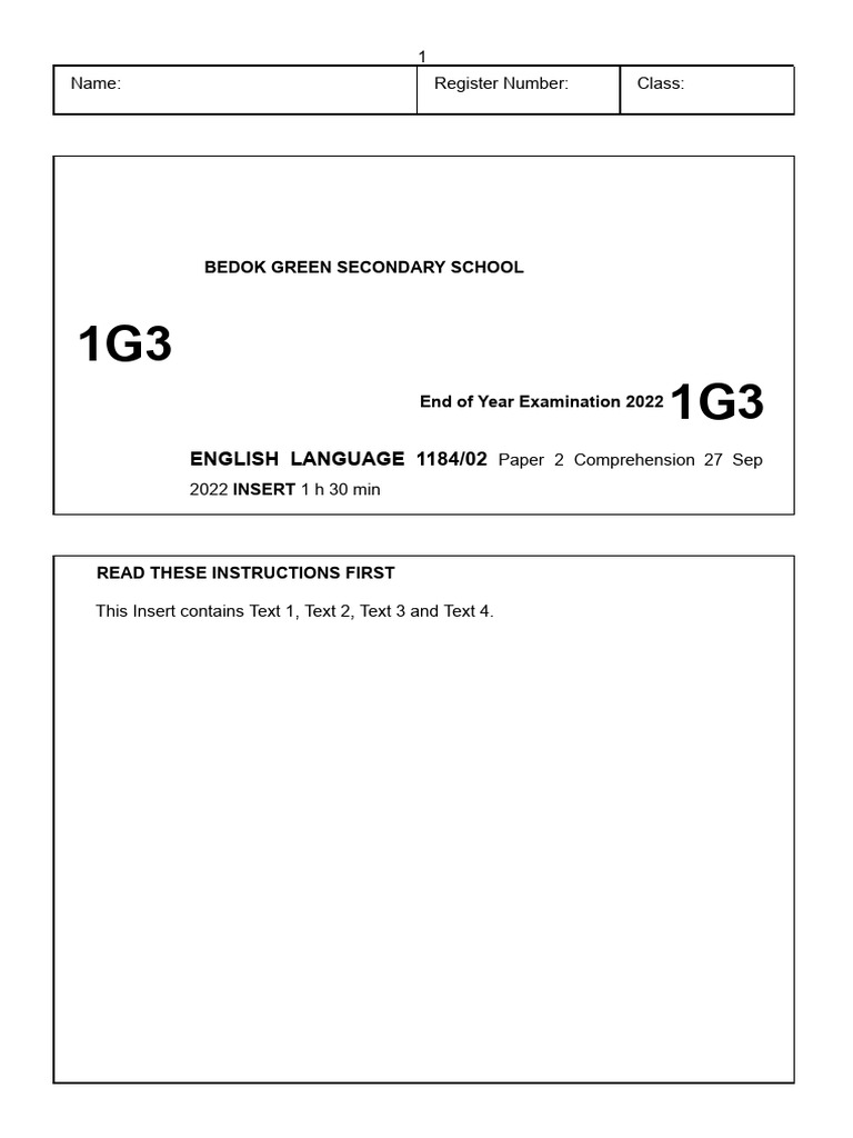 2022 English Comprehension Exam Paper | PDF
