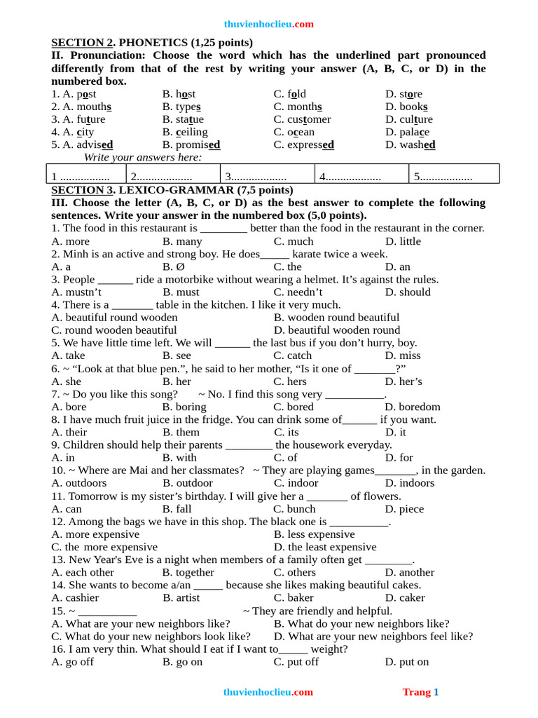 Phonetics and Lexico-Grammar Exercises | PDF | English Language