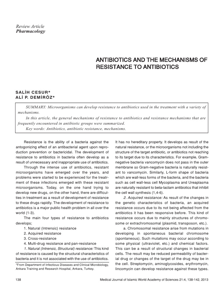 Antibiotic Resistance Mechanisms Explained | PDF | Beta Lactamase ...