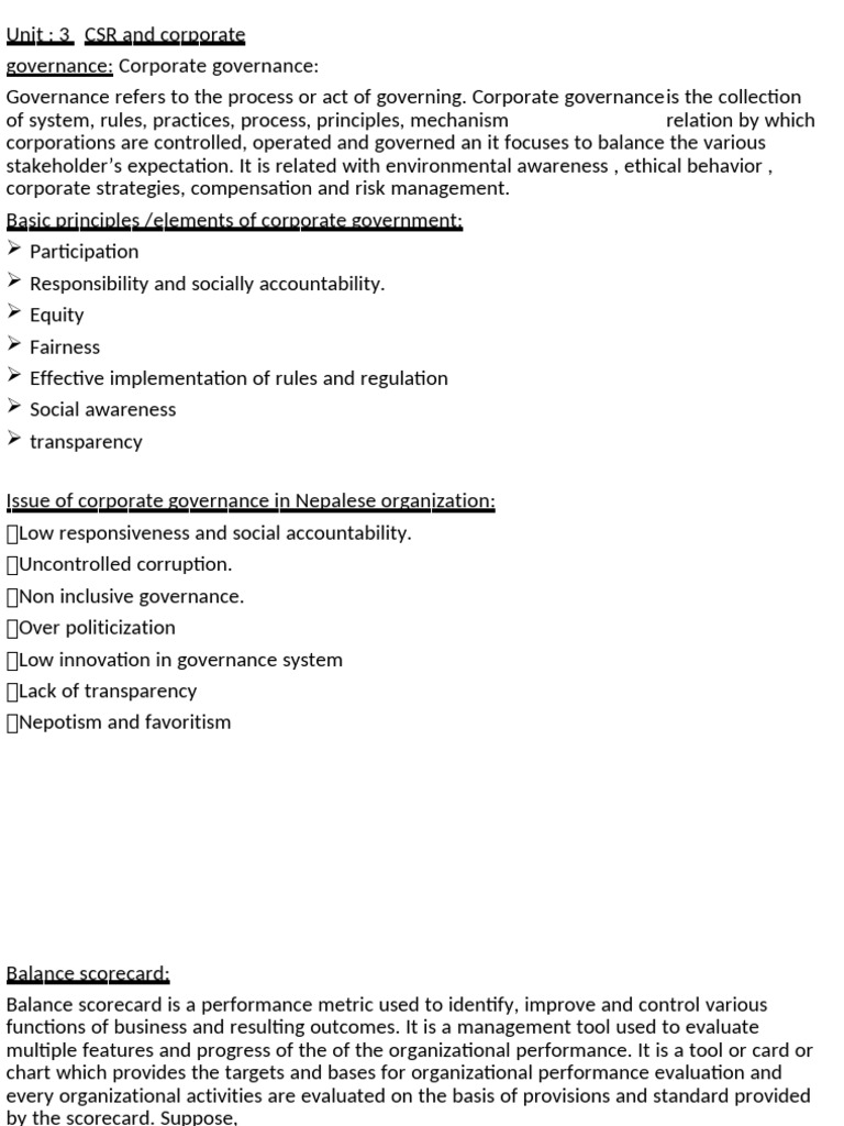 CSR and Corporate Governance Overview | PDF | Bond Credit Rating ...